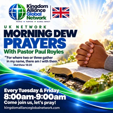 Flyer: Morning Dew Prayers, Tuesday & Friday, 08:00 to 09:00 GMT, UK Network