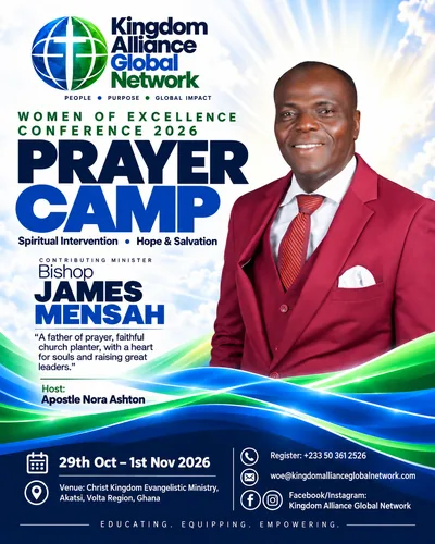 James Mensah, Women of Excellence Conference 2026 Prayer Camp poster