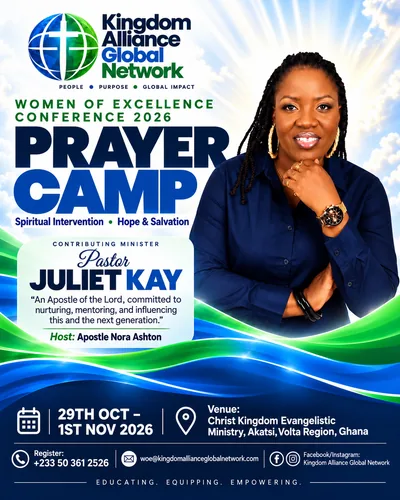 Juliet Kay, Women of Excellence Conference 2026 Prayer Camp poster